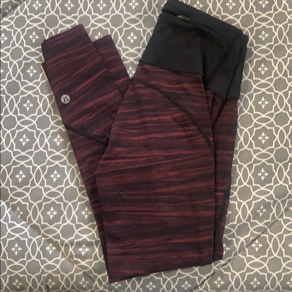 Lululemon Leggings  Burgundy and Black